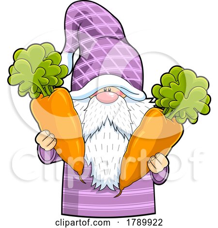 Cartoon Gnome Holding Carrots by Hit Toon