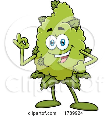 Cartoon Cannabis Marijuana Mascot Gesturing Perfect by Hit Toon