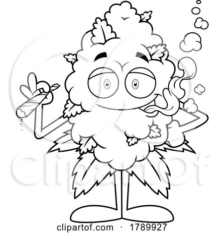 Cartoon Black and White Cannabis Marijuana Mascot Smoking a Joint by Hit Toon