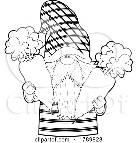 Cartoon Black and White Gnome Holding Carrots by Hit Toon