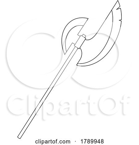 Cartoon Black and White Viking Battle Axe Weapon by Hit Toon
