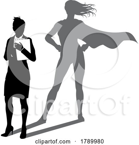 Superhero Business Woman with Super Hero Shadow by AtStockIllustration