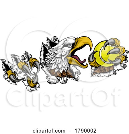 Bald Eagle Hawk Ripping Tennis Ball Mascot by AtStockIllustration