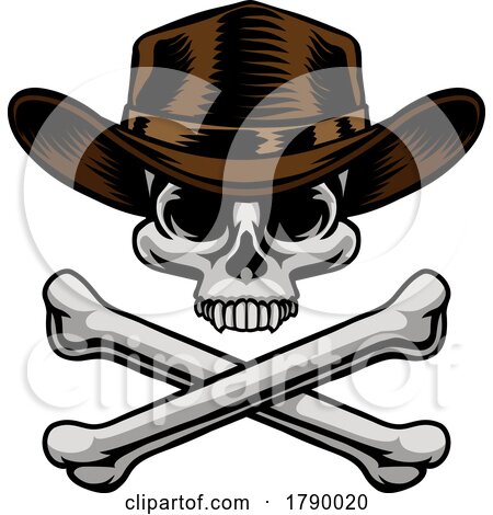Cowboy Hat Western Skull Pirate Cross Bones by AtStockIllustration