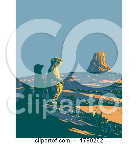 Prairie Dog in Devils Tower National Monument Wyoming WPA Poster Art by patrimonio