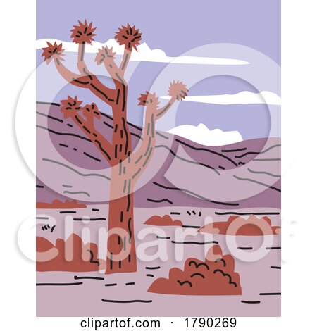 Joshua Tree National Park in Southeastern California WPA Poster Line Art by patrimonio