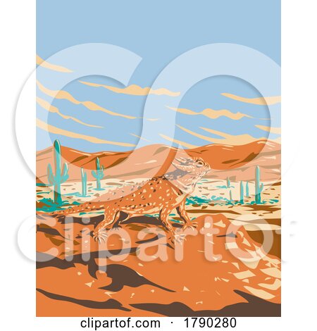 Desert Horned Lizard in Saguaro National Park Sonoran Desert Arizona WPA Poster Art by patrimonio