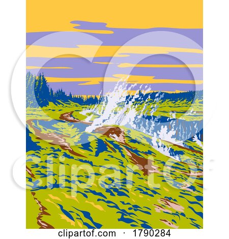 Craters of the Moon Geothermal Walkway in Lake Taupo New Zealand WPA Poster Art by patrimonio