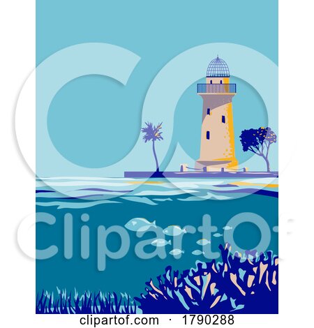 Boca Chita Lighthouse in Biscayne National Park Florida WPA Poster Art by patrimonio