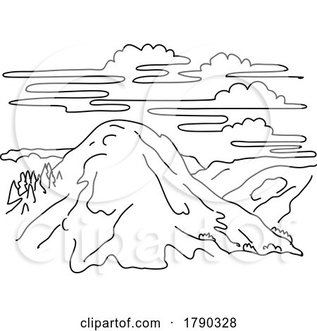 Clouds Rest Mountain in Yosemite National Park California Monoline Line Art Drawing by patrimonio