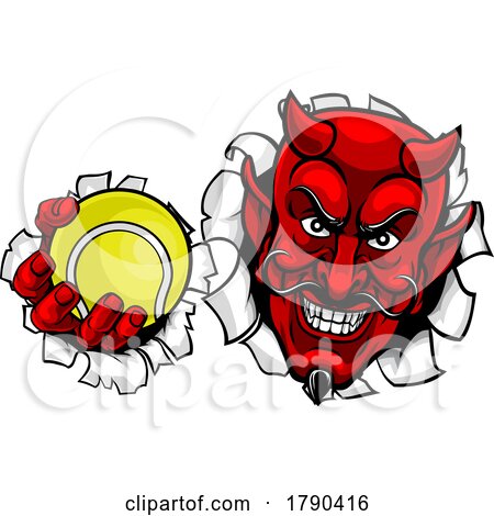 Devil Satan Tennis Ball Sports Mascot Cartoon by AtStockIllustration