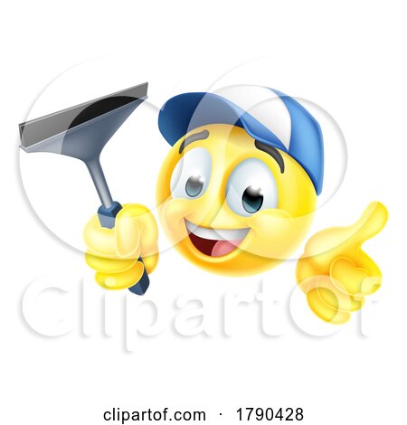 Window Cleaning Car Wash Squeegee Emoticon Icon by AtStockIllustration