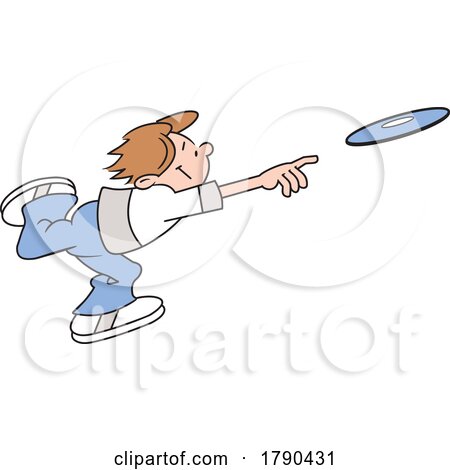 Cartoon Boy Throwing a Frisbee by Johnny Sajem
