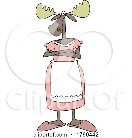 Cartoon Stern Wife or Mother Moose Standing with Folded Arms by djart