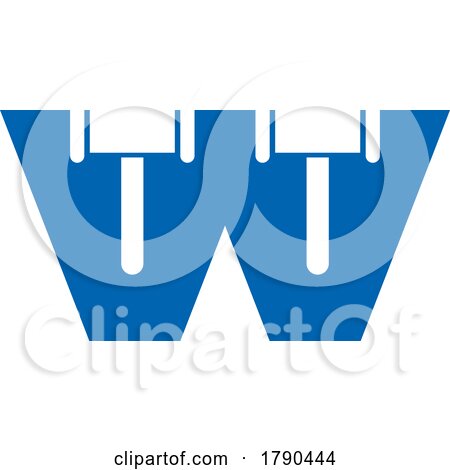 Blue Letter W with Auction Hammers by Lal Perera