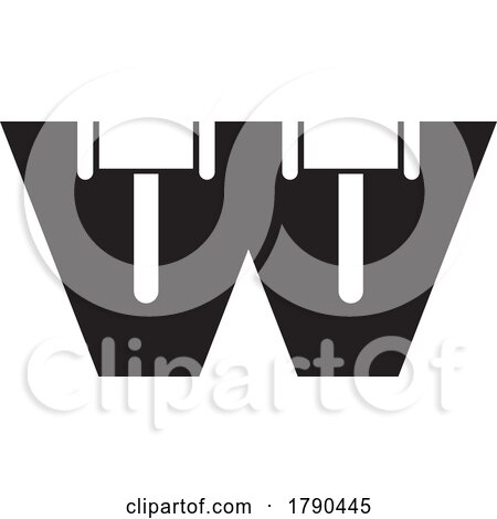 Black and White Letter W with Auction Hammers by Lal Perera