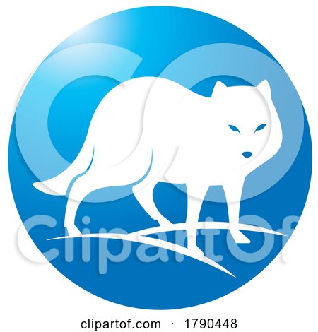 White Fox in a Blue Circle by Lal Perera