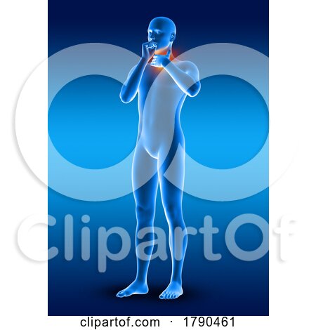 3D Male Medical Figure Holding His Throat in Pain by KJ Pargeter