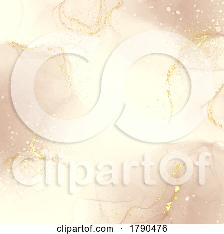 Elegant Gold Hand Painted Alcohol Ink Background with Gold Elements by KJ Pargeter