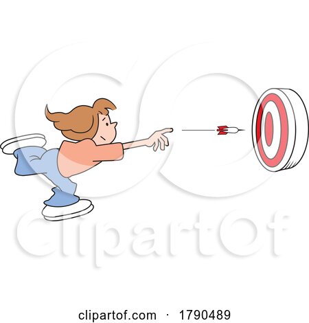 Cartoon Girl Throwing a Dart at a Target by Johnny Sajem