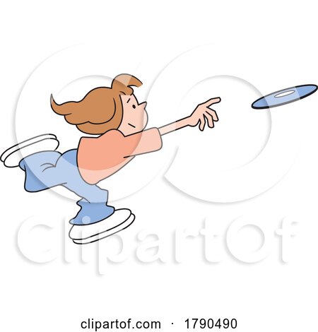 Cartoon Girl Throwing a Frisbee by Johnny Sajem