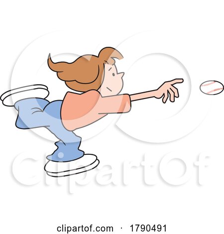 Cartoon Girl Throwing a Baseball by Johnny Sajem
