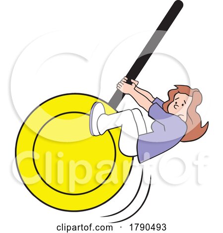 Cartoon Woman on a Giant Swinging Pendulum by Johnny Sajem