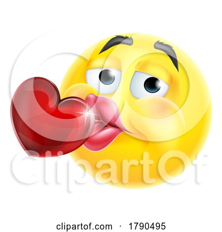 Kissing Heart Cartoon Emoticon Emoji Icon Face by AtStockIllustration