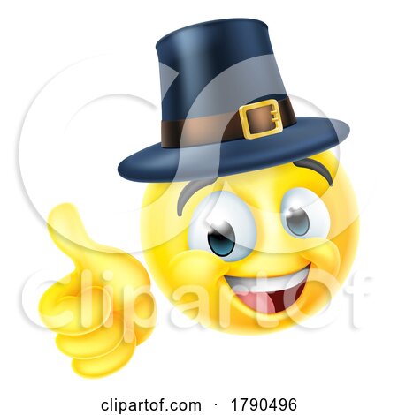 Thanksgiving Pilgrim Emoticon Emoji Cartoon Icon by AtStockIllustration