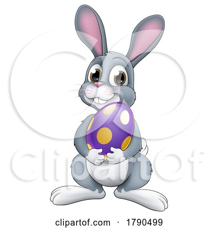 Easter Bunny Rabbit with Easter Egg Cartoon by AtStockIllustration