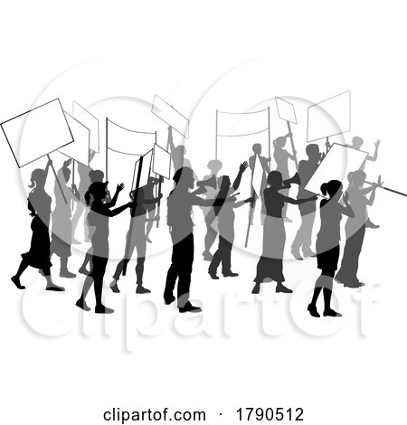 Silhouette Demonstrator Crowd Protest Rally Strike by AtStockIllustration