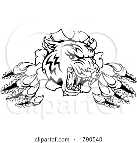 Snarling Tiger Mascot Slashing Through a Wall by AtStockIllustration