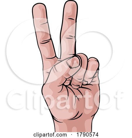 Peace Victory V Sign Hand Comic Pop Art Cartoon by AtStockIllustration