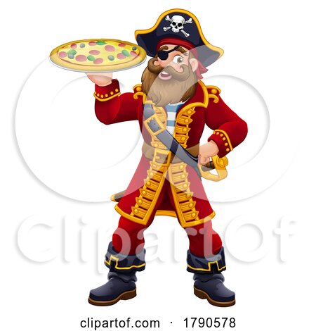 Pirate Cartoon Captain Pizza Chef Mascot by AtStockIllustration