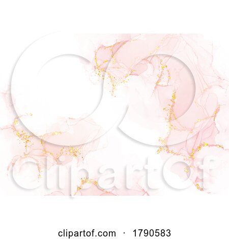 Elegant Pastel Pink Hand Painted Alcohol Ink Design with Gold Elements by KJ Pargeter
