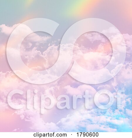 Abstract Sky Background with Sugar Cotton Candy Clouds on Pastel Gradient Design by KJ Pargeter
