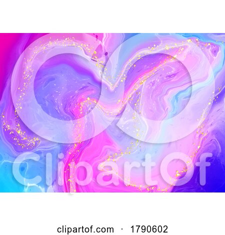 Abstract Background with a Liquid Marble Design with Gold Glitter by KJ Pargeter