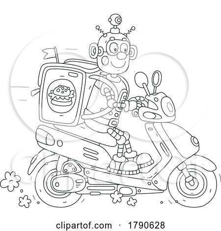 Cartoon Black and White Delivery Robot by Alex Bannykh