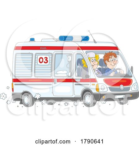 Cartoon Paramedics in an Ambulance by Alex Bannykh