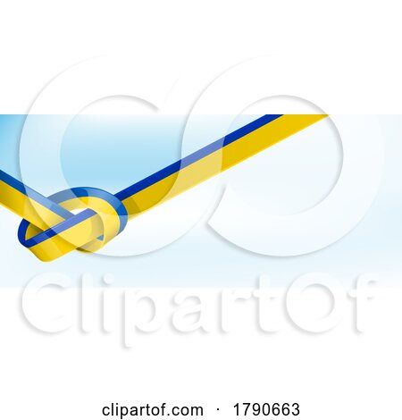 Knotted Ukraine Flag Ribbon over Gradient Blue Sky by Domenico Condello