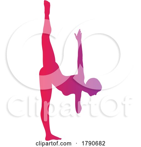 Silhouetted Woman Gymnast Dancer or Doing Yoga by KJ Pargeter