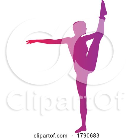 Silhouetted Woman Gymnast Dancer or Doing Yoga by KJ Pargeter