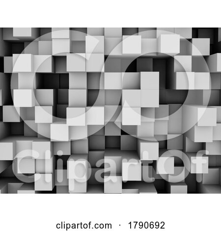 3D Abstract Background with Wall of Extruding Cubes by KJ Pargeter