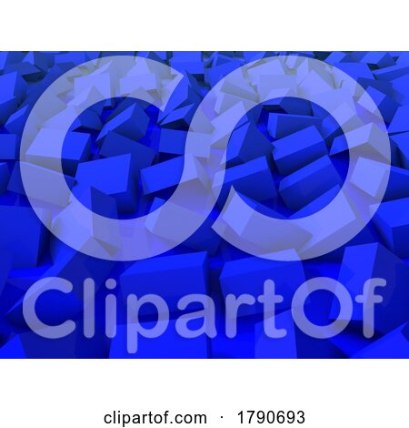 3D Abstract Background with Shiny Blue Cubes Design by KJ Pargeter