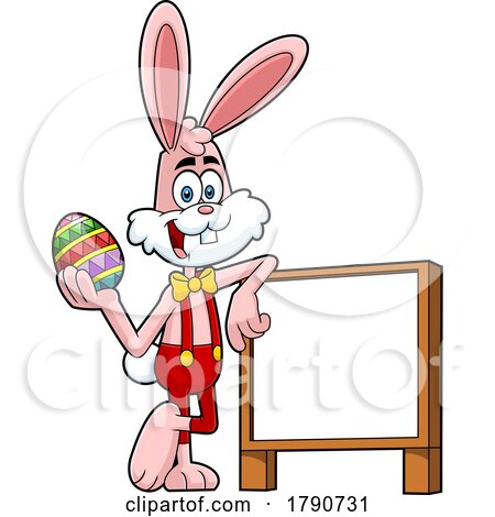 Cartoon Easter Bunny Rabbit with a Sign by Hit Toon
