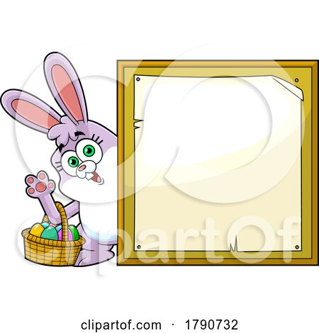 Cartoon Easter Bunny Rabbit with a Sign by Hit Toon