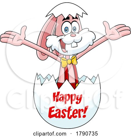 Cartoon Easter Bunny Rabbit Popping out of an Egg by Hit Toon
