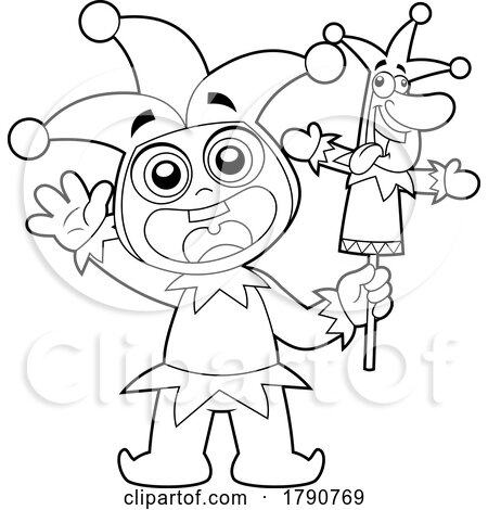 Cartoon Black and White April Fools Jester by Hit Toon