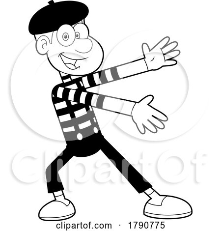 Cartoon Black and White Presenting Mime by Hit Toon