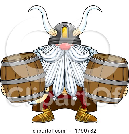 Cartoon Viking Gnome with Beer Barrels by Hit Toon
